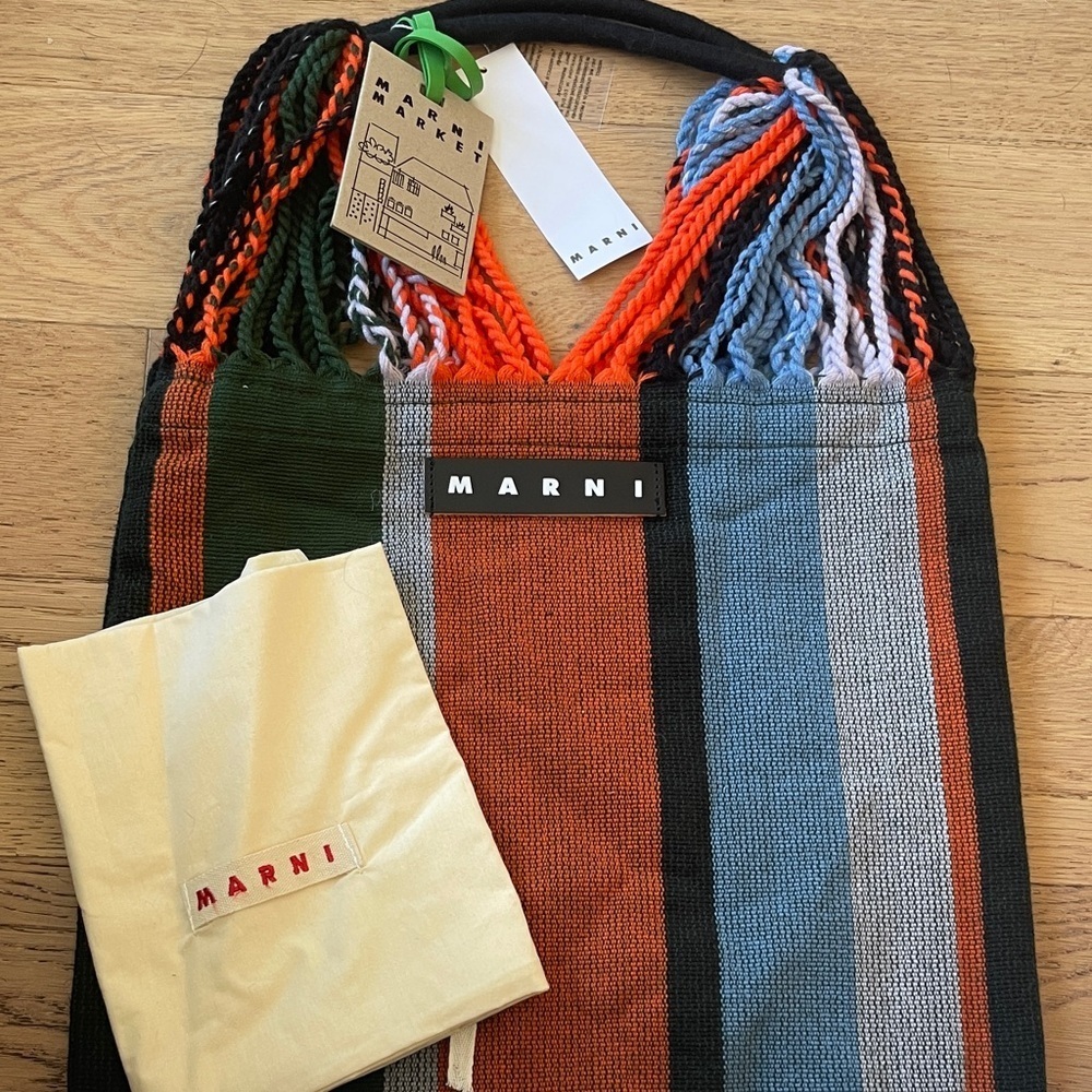 Marni Market Multicolor Striped Knit Tote Bag With Tags - Picture 6 of 6